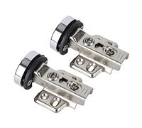 KIMISS Stainless Steel 201 Cabinet Glass Door Hinge, 35mm Soft Close Damping Buffer Hinge Frameless Glass Cabinets, Silent Soft Close Mechanism, 2 Pack (Middle Bend Half Overlay 9mm)