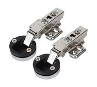 KIMISS Stainless Steel 201 Cabinet Glass Door Hinge, 35mm Soft Close Damping Buffer Hinge Frameless Glass Cabinets, Silent Soft Close Mechanism, 2 Pack (Straight ArmFull Overlay 18mm)
