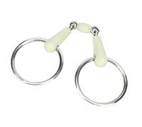 KIMISS Stainless Steel Snaffle, Horse Mouth Bit Middle Rubber Tack Care Storage Bits Flavour Loose Hollow Jointed O