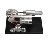 KIMISS Stirling Engine Model Kit Hot Air Motor Generator for Science Projects | Educational Physics Experiment, Black Pine Baseplate with Colorful LED