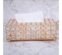 KIMISS Stylish Gold Rectangular Artificial Crystal Tissue Box Cover - Elegant Tissue Paper Storage Holder for Home & Car Decor (Gold)