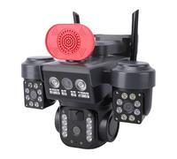 KIMISS Triple Lens WiFi Security Camera, Solar Powered 360 Degree View HD Camera with Motion Detection, IP66 Weatherproof for Outdoor Use, for Yard, Doorstep, Shop