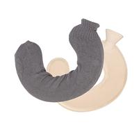 KIMISS U Shaped Hot Water Bag - 1L Water Injection Neck & Shoulder Hot Bottle with Soft Cover for Comfort During Travel (Grey Pure Color)