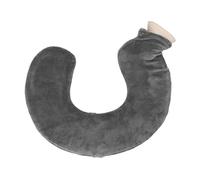 KIMISS U Shaped Hot Water Bottle for Neck & Shoulders - Soft Rubber Hot Water Bag with Detachable Knitted Cover for Pain Relief & Comfort - 1L Capacity, Explosion-Proof Design (Grey Set)