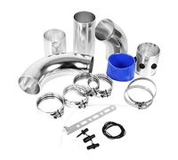 KIMISS Universal Car Air Filter Fitting Tubes High Flow Induction Intake Kit Aluminium Alloy Set Complete Kit with Tubes Adapters Clips for Most Vehicles Silver 3 Inch Diameter 30 Inch