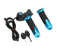 KIMISS Universal Electric Bicycle Throttle Handle Twist Throttle Accelerator Grip with Green Digital Display - High Voltage Compatibility (Blue Grip)