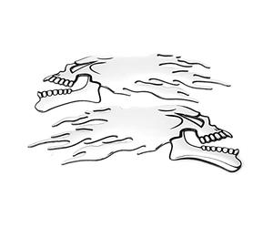 KIMISS Universal Motorcycle Gas Tank Decal Sticker, 2PCS Fuel Tank Sticker 3D Universal Flame Skull Decal Decorations for Motorcycle(A(Silver）)