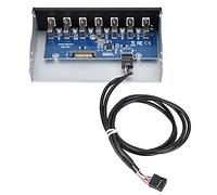 KIMISS USB 2.0 Drive Bay Panel - 7-Port USB Hub for High Speed Data Transfer and Device Charging, Compact 5.25 Inch Design