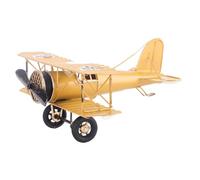KIMISS Vintage Airplane Model Decor - Retro Biplane Handicraft for Home, Cafe, Office Ornament, Ideal Aviation Enthusiasts (Yellow)