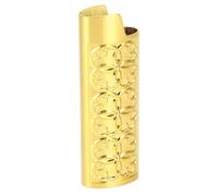 KIMISS Vintage Style Metal Lighter Protective Cover with Embossed Pattern - Easy Installation and Anti Loss Design for J6 (gold)