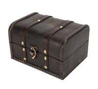 KIMISS Vintage Wooden Treasure Box - Elegant Old Grey Storage Chest for Jewelry, Necklaces, Earrings & Trinkets - Deco Wooden Chest