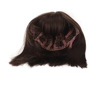 KIMISS Women’s Short Straight Bob Wig in Brown with Adjustable Buckle and Bangs - Stylish Synthetic Hair Wig for All Skin Tones