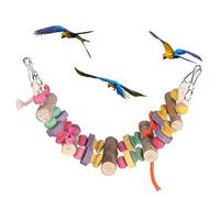 KIMISS Wooden Climbing Bridge for Parrots and Squirrels - Bark Chew Toys - Swinging Ladder and Activity Perch for Sugar Gliders and Small Pets