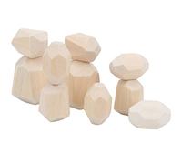 KIMISS Wooden Colored Stone Building Block Stacking Game - E Onal Toy for to Explore Shapes and Colors (Combination Five)