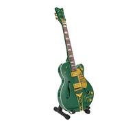 KIMISS Wooden Green 10 Inch Miniature Electric Guitar Model with Stand & Case - Exquisite Musical Instrument Replica for Decoration & Collectibles