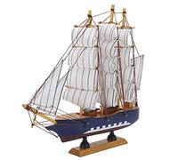 KIMISS Wooden Sailing Boat Nautical Decor Model Ship Mediterranean Style High Density Natural Pinewood Durable Vibrant Colors Ship Model