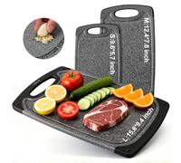 KIMIUP Plastic Chopping Board Set of 3, Dishwasher Safe, BPA Free, Black