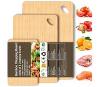 KIMIUP Wooden Chopping Boards for Kitchens, 3 Pieces, Easy Clean& Storage | Bamboo Cutting Boards Set with Hanging Hole, Kitchen Board for Meat, Serving Food, Vegetables, Fruits, Double-sided Design