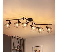Kimjo 6 Way LED Ceiling Light Rotatable - Black Kitchen Lights Ceiling Spot Light Fittings Ceiling Wire Cage E14 - Spotlight Ceiling Light Bar Industrial Wall Light for Living Room Bedroom No Bulb