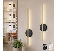 Kimjo 60 Cm Battery Operated Wall Lights, Rechargeable Lamps With Timer Function, Wireless Sconce Dimming Black And Gold Mounted