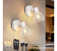 Kimjo USB Rechargeable Wall Lights for Living Room, E14 Battery Wall Lights
