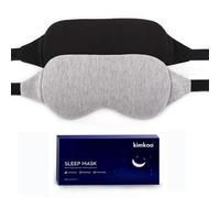 Kimkoo 2 Pack Cotton Light Blocking Sleep Mask Perfect for Men and Women, Soft and Comfortable for Sleeping, Blindfold for Travel with Pouch, Black and Grey