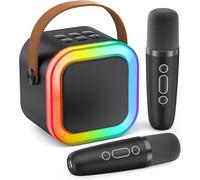 KimLamPro Mini Karaoke Machine for Kids 1500 mAh - Portable Singing Toys with Two Kids Microphone - Birthday Gift for 3-12+, Kids Karaoke Machine with 5 Fun Voices, LED Lights & 8 Gb Tf Card