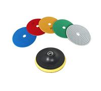 kimllier 6Pcs 5 Inch Diamond Polishing Pads Kit, 50-800 Grit Polishing Pad with 1Pcs Hook and Loop Backing Pad Fit for Polishing Granite Marble