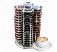 Kimm & Miller Tassimo Pods Holder - Large Capacity Coffee Capsule Storage Rack - Holds 64 Tassimo T Discs - Sturdy Chrome Metal Organizer for Kitchen Top - Non-Rotating Design