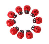 Kimnny Garden Decoration, 10 Pieces Mini Ladybird Red Beetle Ladybug Fairy Doll House Garden Decor Ornament
