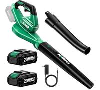 KIMO Leaf Blower Cordless with Battery and Charger, 2 Pack Batteries, Extension Tube, 20000 RPM Variable Speed, Lightweight Cordless Leaf Blower, Battery Operated Leaf Blowers for Lawn Care and Patio