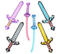 KIMOBER 6 Pack Inflatable Pixel Weapons Set,6 Styles Inflatable Sword PVC Reusable Pool Party Props for Cosplay Theme Events