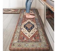 KIMODE Anti Fatigue Kitchen Mats,Boho Vintage Kitchen Rugs Sets of 2 Red