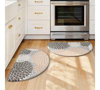 KIMODE Half Circle Kitchen Mats for Floor Cushioned Anti Fatigue,Semi Round Boho Kitchen Rug Sets of 2 Non Slip,Waterproof Memory Foam Mat Carpet Decor for Sink Laundry Bathroom,Pink