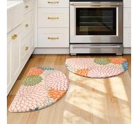 KIMODE Half Circle Kitchen Mats for Floor Cushioned Anti Fatigue,Semi Round Boho Kitchen Rug Sets of 2 Non Slip,Waterproof Padded Kitchen Floor Mat Carpet Decor for Sink Laundry Bathroom,Colorful
