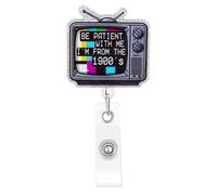 Kimoli Funny Nurse Badge Reel Cute Nursing TV Badge Reel Retractable Be Patient with Me I'm from The 1900's Id Card Holder with Clip for Doctor Medical Worker Healthcare Nurse Gifts