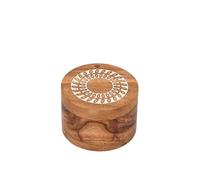 Kimona Acacia Wood Dog Urn Round Keepsake Box with Engraving & Swivel Top - Cherish Your Loyal Companion (3.5” x 3.5” x 2.5”)