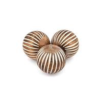 Kimona Decorative Ball Mango Wood Round Balls Set of 3 - Coffee Table Centerpiece Home Décor Living Room, Bedroom, Kitchen (3" x 3" x 3")