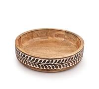 Kimona Decorative Bowl Mango Wood Decorative Bowl for Key, Fruit, Dough, Home Entryway Table Decor, Entry Table, Coffee Table Home and Kitchen Decor, Coastal Farmhouse Décor(10" X 10" X 2.5'')