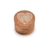 Kimona Decorative Urns Acacia Wood Round Shape-Beautiful White Heart Tree of Life Engraved for Ashes Decorative Keepsake urn (8.89cm x 8.89cm x 6.35cm)