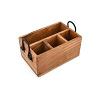 Kimona Flatware Organizers Acacia Wood with Handle for Farmhouse Kitchen Décor Fork Spoon Spatula 4 compartments (9" X 6" X 4.5")