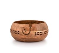 Kimona Yarn Storage Handmade Crocheting Accessories and Supplies Organizer by Indian Artisans with Premium Acacia Wood for Knitting and Crochet (15.24cm x 15.24cm x 7.62cm)