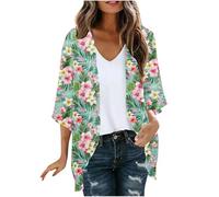 Kimono Cardigans for Women Plus Size Cardigan Lightweight Jackets Cover Ups for Women Beachwear Super Thin 3/4 Sleeve Hawaiian Shirts Lace Cardigan