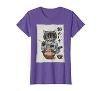 Kimono Cat Eating Ramen Noodles Japanese Kawaii Cat Anime T-Shirt