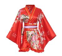 Kimono Costume Japanese Traditional Geisha Yukata Cosplay Women's Sexy Cherry Blossoms Patten Bathrobe Sleepwear With Obi Belt