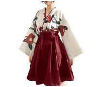 Kimono Costume Japanese Traditional Yukata Cosplay Women's elegant Cherry Blossoms Pattern Bathrobe Sleepwear 2 piece kimono outfit floral blouse+hakama style midi skirt for the graduation ceremony