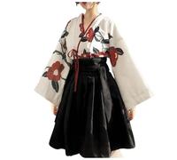 Kimono Costume Japanese Traditional Yukata Cosplay Women's elegant Cherry Blossoms Pattern Bathrobe Sleepwear 2 piece kimono outfit floral blouse+hakama style midi skirt for the graduation ceremony