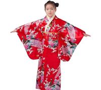 Kimono Costume Silk Fabric Flower Prints Cultural Robe