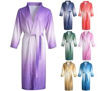 Kimono Dressing Gowns For Women Uk Womens Waffle Bathrobe Color Contrast Gradient Robe Soft Spa Robe For All Seasons Comfort Fit Hotel Loungewear With V Neck Lightweight Luxury Bathrobes