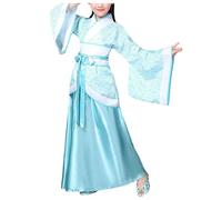 Kimono Kids Girls Silk Satin Ancient Robe Yukata Japanese Dressing Gown Traditional Sakura Print Long Kimono Chinese Kids Child Hanfu Dress Clothing Folk Dance Performance Traditional Dress Costume